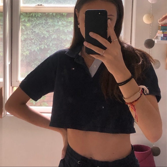 TOMMY HILFIGER vintage cropped navy blue polo - Picture 6 of 6